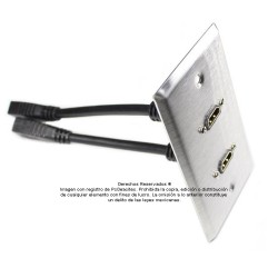 Placa Tapa doble HDMI 4k pigtail en Aluminio