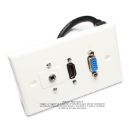 Placa Tapa VGA + HDMI 4k pigtail + Audio Jack 3.5 mm opresores en ABS