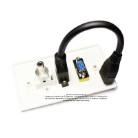 Placa Tapa VGA + HDMI 4k pigtail + Audio Jack 3.5 mm rasante en ABS