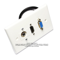Placa Tapa VGA + HDMI 4k pigtail + Audio Jack 3.5 mm rasante en ABS