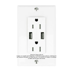 Placa Tapa Decora contacto Eléctrico Doble + 2 x USB de carga en ABS