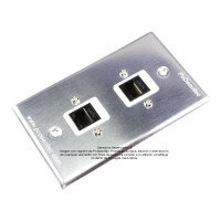 Placa Tapa 2 Jack RJ45 Cat5e ponchable en Aluminio