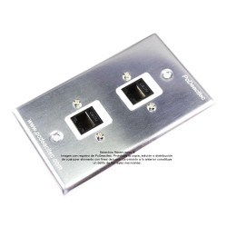 Placa Tapa 2 Jack RJ45 Cat5e ponchable en Aluminio