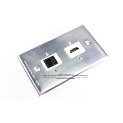 Placa Tapa HDMI 4k + Jack RJ45 Cat5e en Aluminio