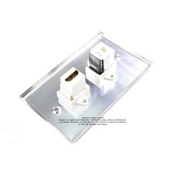 Placa Tapa HDMI 4k + Jack RJ45 Cat5e en Aluminio