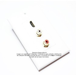 Placa Tapa Decora HDMI 4k + 2 RCA estéreo en ABS