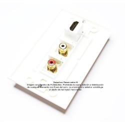Placa Tapa Decora HDMI 4k + 2 RCA estéreo en ABS