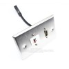 Placa Tapa HDMI 4k pigtail + Terminal bocinas con opresores en Acero Inoxidable