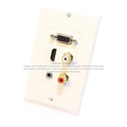 Placa Tapa Decora VGA + HDMI 4k + Audio Jack 3.5 mm con opresores + RCA RL en ABS