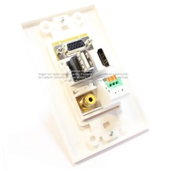 Placa Tapa Decora VGA + HDMI 4k + USB 2.0 + Audio Jack 3.5 mm con opresores + RCA en ABS