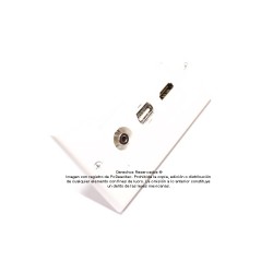 Placa Tapa Decora HDMI 4k + USB 2.0 + Jack 3.5 mm en ABS