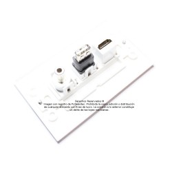 Placa Tapa Decora HDMI 4k + USB 2.0 + Jack 3.5 mm en ABS