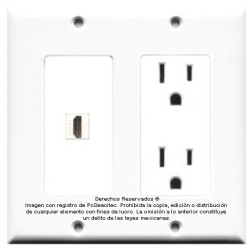 Placa Tapa Decora HDMI 4k + Contacto Eléctrico Dual en ABS