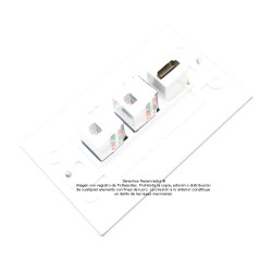 Placa Tapa Decora HDMI 4k + 2 Jack RJ45 Cat5e en ABS