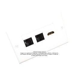 Placa Tapa Decora HDMI 4k + 2 Jack RJ45 Cat5e en ABS
