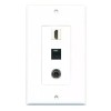 Placa Tapa Decora HDMI 4k + RJ45 Cat5e + Jack 3.5 mm en ABS
