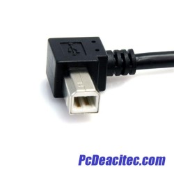 Cable USB 2.0 AB macho a macho de 0.9 m en codo a 90°