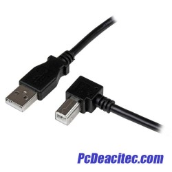 Cable USB 2.0 AB macho a macho de 2 m en codo a 90°