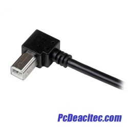 Cable USB 2.0 AB macho a macho de 3 m en codo a 90°