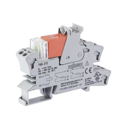Módulo con Relé WAGO, 24 VCC, 2 Inversores, 8 A Corriente Límite, Push-in CAGE CLAMP, Indicador LED Rojo, Montaje Carril DIN-35, IP20